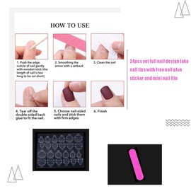 MENGSOOD Tips-Coffin Cross Stars Queen Style 24pcs Press on Nails Fake Manicure French Full Cover Reusable Opaque Soft Gel Made Prefect & Natural Fit Medium Length False Tips (Hollow Star)