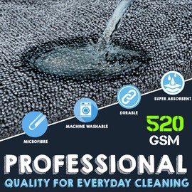 Towelogy® 520gsm Professional Microfibre Edgeless Car Cloths QUICK DRY for Auto/Moto Detailing Polishing Washing STREAK FREE & LINT FREE 40x40cm (Grey/Neon Green, Pack Of 2)