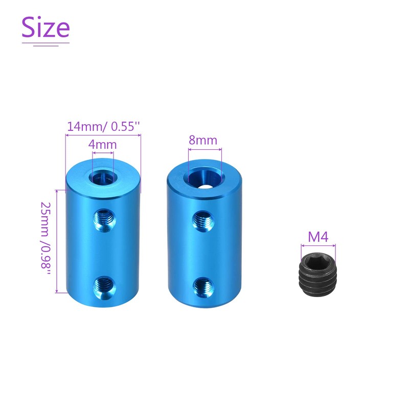 DMiotech 4-8mm Bore L25XD14 Rigid Coupling Shaft Coupling Joint Connector
