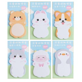 MINGSEECESS 6 Packs Cute Animal Cartoon Sticky Notes Self-Stick Memo Pad Sets for Pet Lovers Women Girls