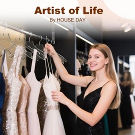 HOUSE DAY Acrylic Hangers 5 Pack, Luxury Clear Hangers for Clothes, Crystal Hanger with Non Slip Shoulder Grips, Notches, 360° Swivel Hook, for Dresses, Tops