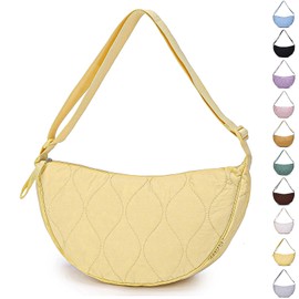 BESMART Large Nylon Embroidery Crossbody Bag for Women Men Trendy, Waterproof Quilted Crescent Bag, Rhombic Jacquard Shoulder Bags, Lightweight Travel Sling Purses Belt Bags