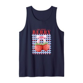 Coquette Strawberry Pink Bows Girl Fruit Lover Birthday Tank Top