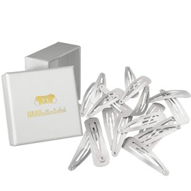 HAARallerliebst Hair Clips (20 Pieces | Silver Shimmering | 5 cm) with Box for Storage (Box Colour: White)