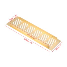 PATIKIL 10 x 3 Inch Door Air Vent Cover, 2pcs Aluminum Grille Ventilation Cover Louvered with Mounting Screws for Cabinet Wardrobe Door, Gold Tone