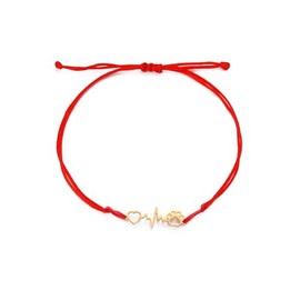 SBI Jewelry Red Paw Print Bracelet for Women Pawprint Friend Ship Braclet Dog Cat Gift Wristband Birthday Anniversary