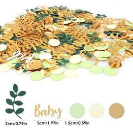 Confetti Tissue Sprinkle - 350 Pcs Baby Shower Decorations - Gold, Ivory, Sage Green Table Scatter for Ice Cream Theme Party & Wedding