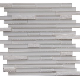 Simple Tile - 5 Sheets Glass and Stone Mosaic Tile for Kitchen Backsplash, Bathroom Shower Wall, Etc, Horizon Collection, Mixed Strips, 12"X12"X5/16 (Set of 5 Sheets, GM 2203 - Chocolate)