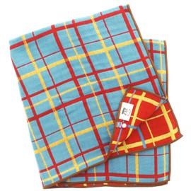 Tanaka Sangyo BLT TOWEL Imabari Towel, Hand Towel, Multi-Towel, Checkered, Made in Japan, Blue, Approx. 19.7 x 19.7 inches (50