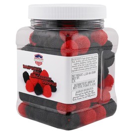 American Best Food Red Raspberries and Blackberries Gummy Candy, Red and Black Berries Candy In Jar, 1.5 Pound
