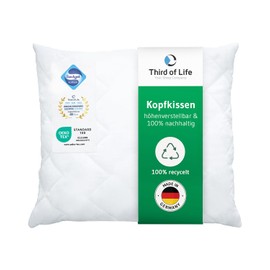 Verda Pillow 60 x 70 cm, 100% Sustainable & Made in Germany, Ergonomic Pillow 60 x 70 cm - Extra Soft & Large, Height Adjustable for Stomach, Back & Side Sleepers, Sleeping Pillow for Allergy