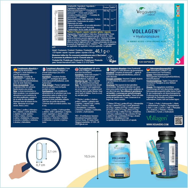 Vegan Collagen Capsules High Dose Unique: Vollagen® Brand Raw Material