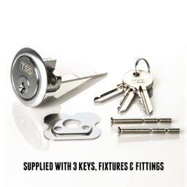 UK Security Supplies, Replacement Locking Rim Cylinder Lock, Supplied with 3 Keys. Lock Barrel and Keys Set for Nightlatch Lock / Rim Locks. (Satin Nickel), 80 x 32 x 32