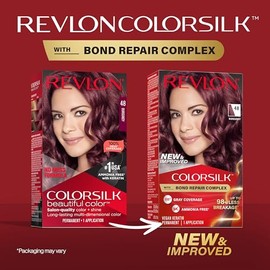 REVLON Revlon ColorSilk with Bond Repair Complex, Burgundy Permanent Hair Color, 100% Gray Coverage, Ammonia Free Hair Dye, Vegan Keratin, 48 Burgundy (Pack of 3)