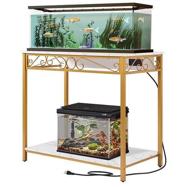 beeNbkks 40 Gallon Aquarium Stand, Fish Tank Stand with Power