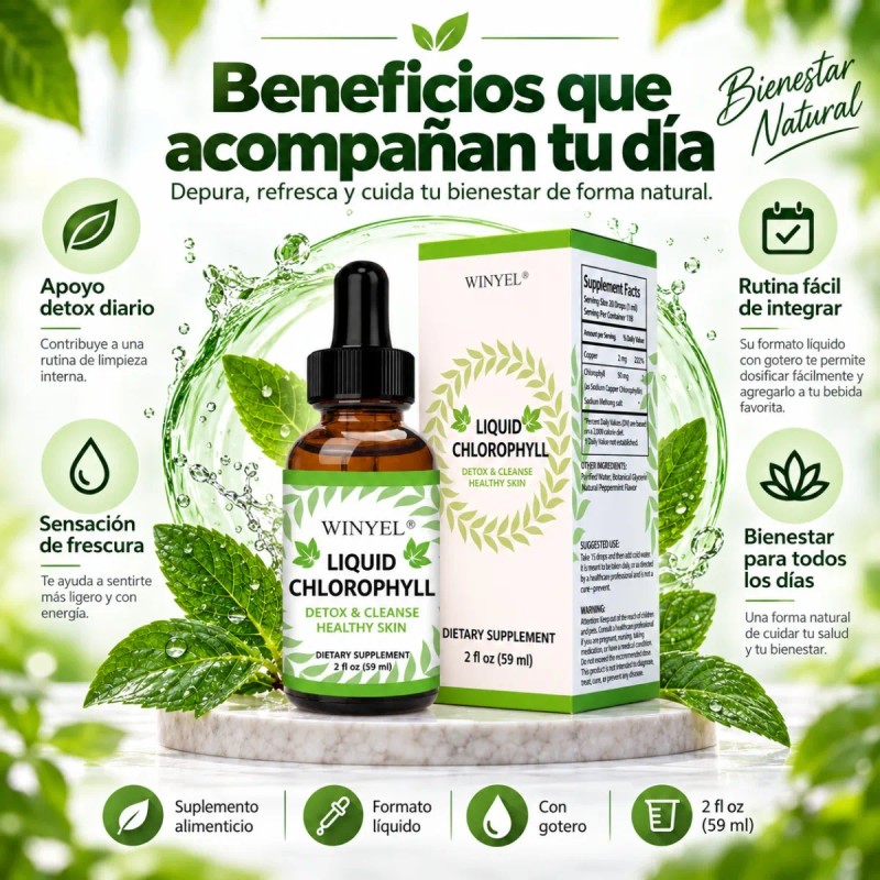 Suplemento Alimenticio De Clorofila 59 Ml Para Rutina Diaria