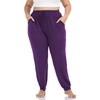 Kotii Women's Plus Size Dark Purple Sweatpants, Joggers Pants with