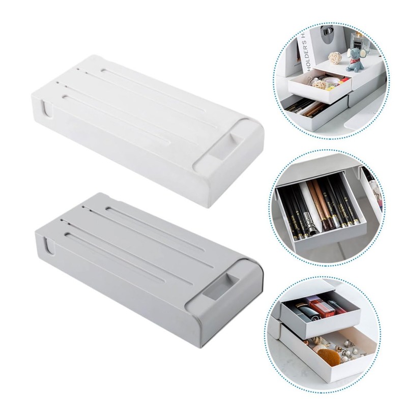 CAXUSD 2pcs Multi-purpose Desktop Storage Box Stackable Storage Drawer for