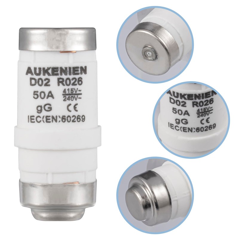 AUKENIEN Neozed Fuse 50A D02 E18 400VAC Spiral Ceramic Fuses