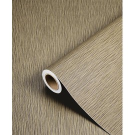 HelloWall Brown Gold Grasscloth Wallpaper 17.7"x317" Removable Textured Grass Cloth Wall Paper Peel and Stick Linen Fabric Contact Paper for Cabinets Easy Peel Off Wallpaper Apartment Renter Friendly