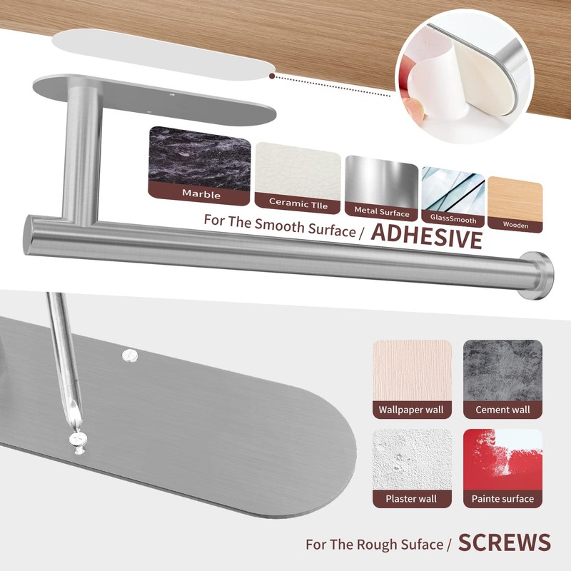 DEKAVA Paper Towel Holder Under Cabinet for Kitchen, Adhesive Paper