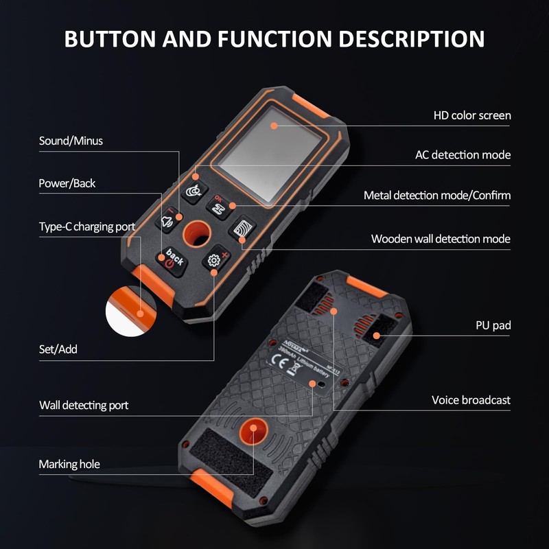Stud Finder Wall Scanner with Modes for Metal, Wood and