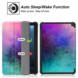 Famavala Shell Case Cover for 8-inch Tablet (12th Generation/10th Generation, 2024/2022 Release), with Auto Wake/Sleep, no fit for Alcatel S8 2022 Tab (Pink Starry)