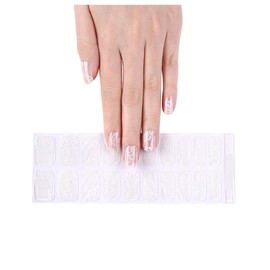 Winning Smile, Semi Cured Gel Sticker, Works with Any UV/LED Nail Lamps, Salon-Quality, Easy to Apply & Remove - Includes 2 Prep Pads, Nail File & Wooden Stick -White Classic Lace, Distount Product
