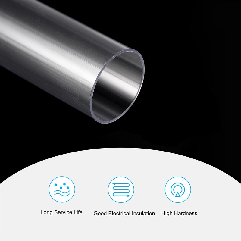 sourcing map Plastic Pipe Rigid Polycarbonate Round Tube Clear 1.2
