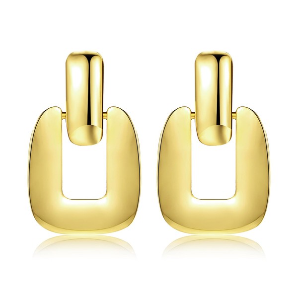 SZJYKF Square Statement Earrings for Women Fashion Big Gold Dangle