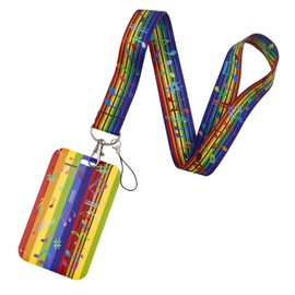 BKBKAAK Lanyard for Id Badges, Pride Silky Neck Lanyards with Badge Holder, Music Rainbow Lanyard with Keychain for Women Teacher Student Nurse
