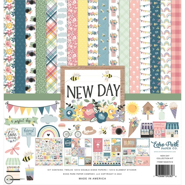 Echo Park Paper Company New Day Collection Kit, White, 12-x-12-Inch