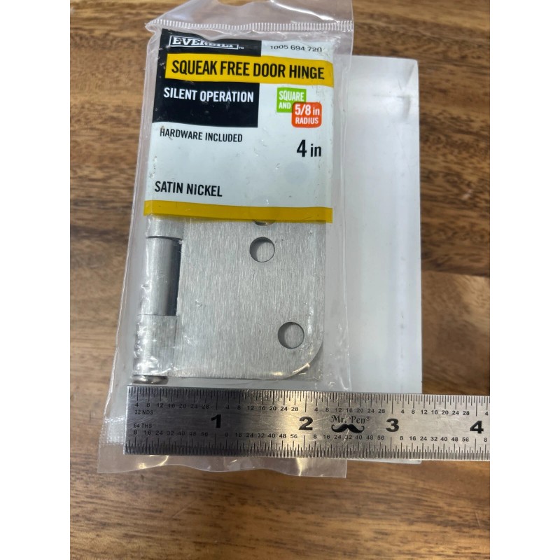 Everbilt Squeak-Free Door Hinge Satin Nickel with Hardware 4" x