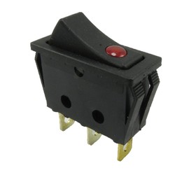 daier Built-in Rocker Switch, 15 A 250 VAC, 30.5 x 10.6 x 21 mm Rocker Illuminated, White or Black (Black)