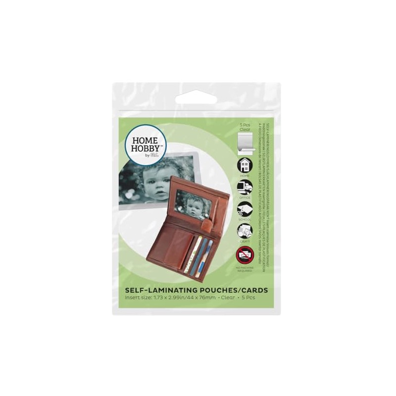HomeHobby by 3L Self Laminating Pouches, 1-3/4" X 3", 5-Pack