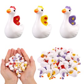 Lyreh 30pcs Mini Resin Gooses, Cute and Lightweight Miniature Resin Animals Tiny Small Goose Figurines Ideal Decorations for Dollhouse Fairy Gardens Micro Landscape DIY Crafts(Style 2)