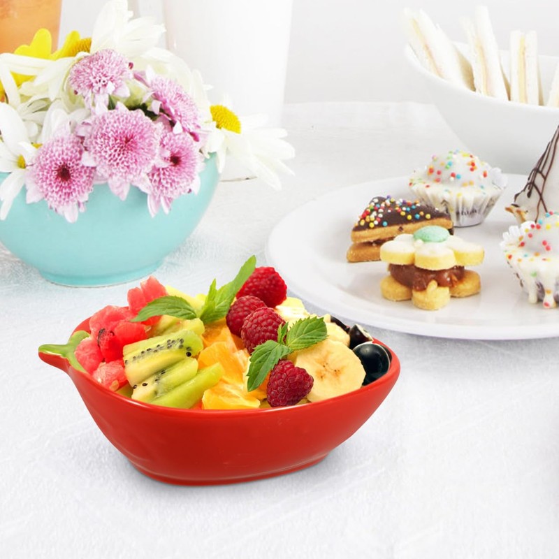 Zerodeko Strawberry Ceramic Bowls Porcelain Fruit Shape Serving Bowls Deep