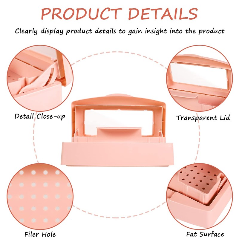Gusnilo Sterilizer Box Nail Tool Barbicide Disinfectant Jar Plastic Disinfectant
