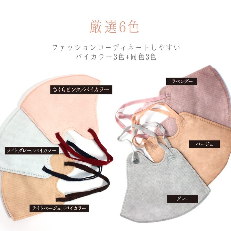 [HAPPEAST] 3D不織布マスク [20枚入] ファッションマスク 血色マスク カラーマスク 立体マスク 不織布 cocochiyoi (桜ピンク/バイカラー,