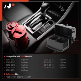 A-Premium Cup Holder Compatible with Ford Explorer 2011-2019, In Center Console for Rear Right, Black, Replace# BB5Z7813562BA