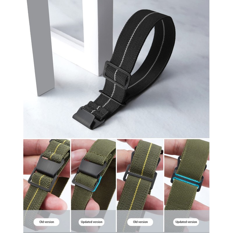 BINLUN Replacement Watch Band, Elastic Nylon Fabric, Waterproof, Military Strap,