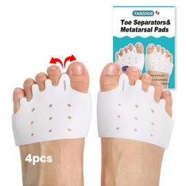 TASZOOS Toe Separators Metatarsal Pads - Breathable & Soft Toe Spacers(4pcs, Thicken), Great for Bunions, Metatarsalgia, Mortons Neuroma, Hammer Toes or Rheumatoid Arthritis(Large Size/White)