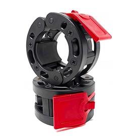 Clout Fitness Olympic Barbell Clamps Collars Quick Release Pair of Locking Weight Clips Fit 2 Inch Barbell for Weightlifting (Black/Red)