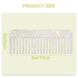 TRACOMPAN Wide Tooth Comb for Curls | Acetate Shower Detangler Comb | White Vintage Design Barbar Combs for Wet Curly/Wavy Hair Care | Silver Colorful Wide Tooth Hair Combs