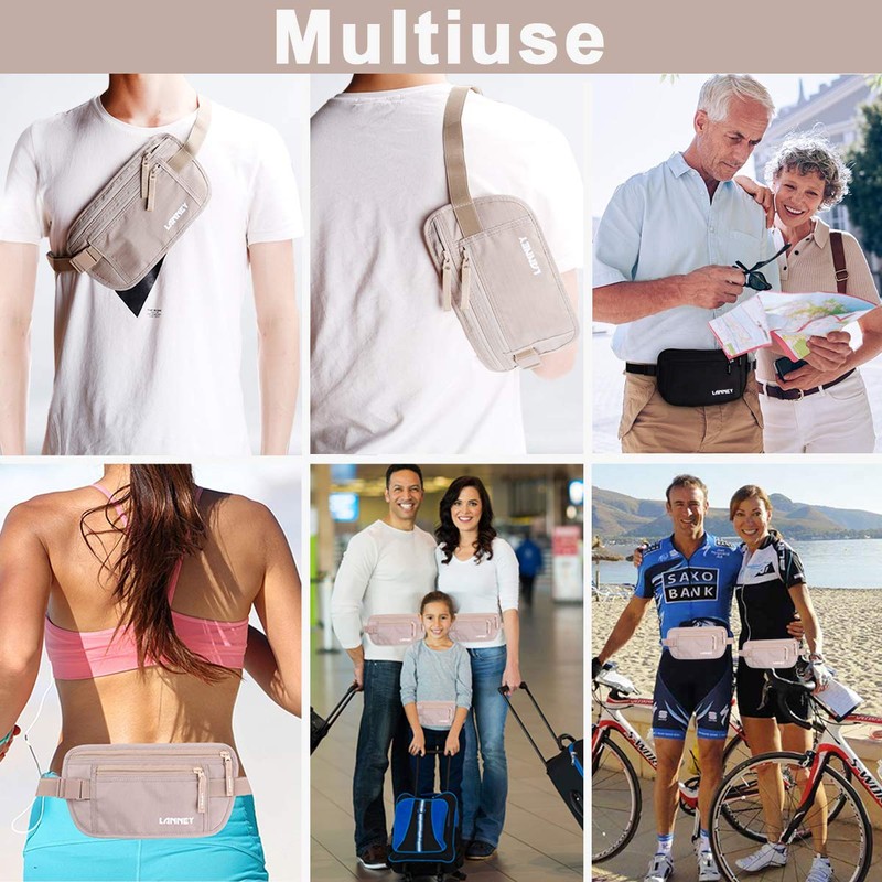 Money Belt for Travel, Slim RFID Blocking Women and Men