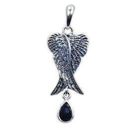 Sterling Silver Volcanic Lava Rock Angel Wings Pendant Essential Oil Diffuser