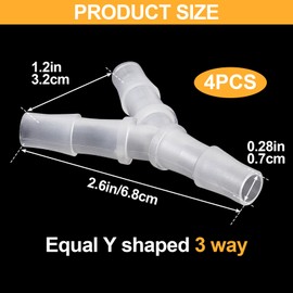 PAGOW 4 Pcs Hose Barb Fitting, 3/8" Plastic Hose Barb Tee 3 Way Y Shape Barbed Fitting for Air Line Tubing Pipe, Oxygen Tubing Pipe, Household Fuel, Gas, Water