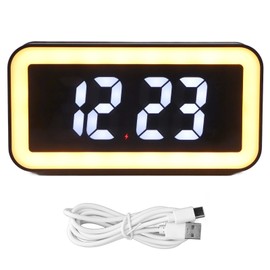 Wireless Charging Alarm Clock USB Reverse Charging LED Large Screen Rectangle Digital Alarm Clock for Bedroom Black