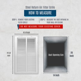 Handua 14"W x 20"H [Duct Opening Size] Filter Included Steel Return Air Filter Grille [Removable Door] for 1" Filters, Vent Cover Grill, White, Outer Dimensions: 16 5/8"W X 22 5/8"H for 14x20 Opening