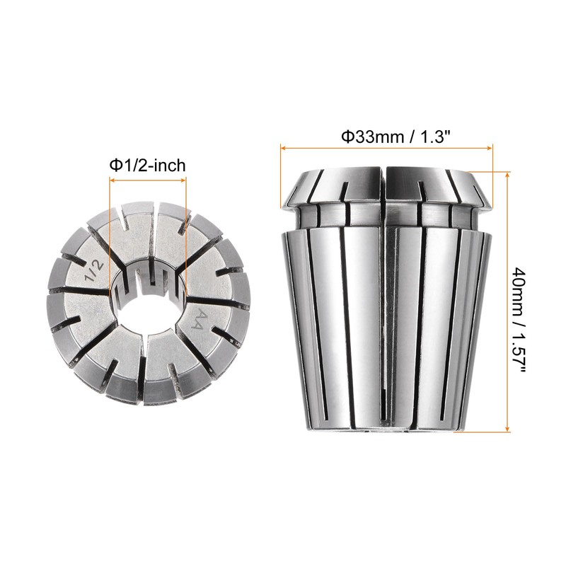 sourcing map 2pcs ER32 Spring Collet 1/2" Chuck 0.008 High